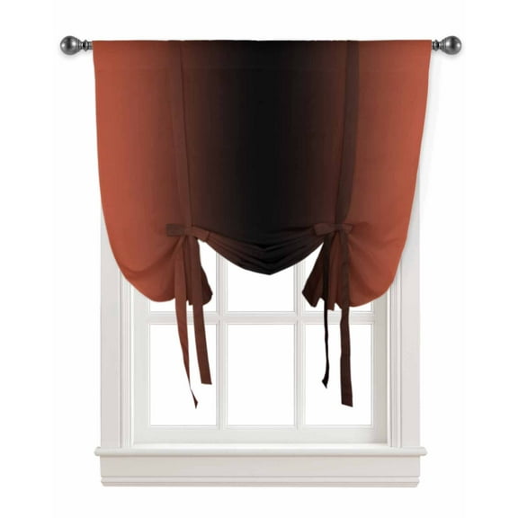 Orange Red Black Ombre Tie Up Curtains for Kitchen Bathroom Bedroom Windows 45 Inch Length, Modern Abstract Gradient Color Art Balloon Drape Curtains Shade Rod Pocket Drapery Curtain Panel, 42"x54"