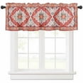 thumbnail image 1 of Orange Red Boho Valances for Windows Farmhouse Kitchen Curtains Valances Rod Pocket Valance Curtains for Kitchen Windows Vintage Flower Tribal Distressed Printed Window Valances for Bathroom 42"x18", 1 of 6