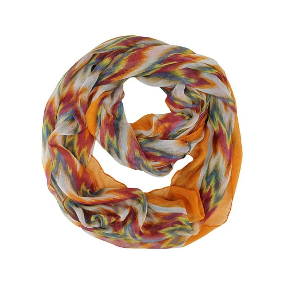 Orange Red Bold Chevron Print Loop Infinity Scarf