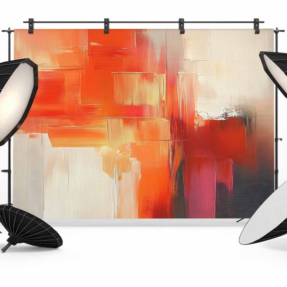 Orange Red Brown Backdrop for Photography,Fabric Photo Background Backdrop,Abstract Modern Oil Painting Street Art Photo Booth Background for Portrait Photoshoot Video Wedding Studio Banner 8x6ft