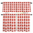 thumbnail image 1 of Orange Red Checkered Kitchen Curtains Sets for Windows 24 Inch Length, Farmhouse Buffalo Plaid Rod Pocket Window Treatments Tier Curtains and Valances Set for Bedroom/Bathroom, 1 of 8