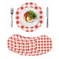 thumbnail image 1 of Orange Red Checkered Round Placemats Set of 8 for Dinning Tables,Heat-proof Braided Table Mats 13 Inch,Farmhouse Buffalo Plaid Washable Place Mat for Kitchen Restaurant Party Decor Table Setting, 1 of 9