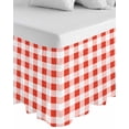 thumbnail image 1 of Orange Red Checkered Wrap Around Bed Skirts for King Bed 18" Drop, Bed Skirt with Adjustable Elastic Belt Dust Ruffle Bed Valance for Bedroom Hotel Luxury Farmhouse Buffalo Plaid Bed Frame Cover, 1 of 7