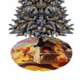 thumbnail image 1 of Orange Red Fall Christmas Tree Skirt 48 Inches Large Christmas Skirt Tree, Farmhouse Birds Maple Leaf Tree Skirt Christmas Decorations for Fireplace Party Holidays Indoor Outdoor, 1 of 7