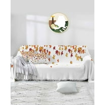 Orange Red Fall Leaves Sofa Covers for 3 Cushion,Washable Couch Cover for Sectional Sofa Slipcovers with Tassel,Thanksgiving Autumn Seasonal Loveseat Covers Futon Cover Throw Blanket 71''x118''