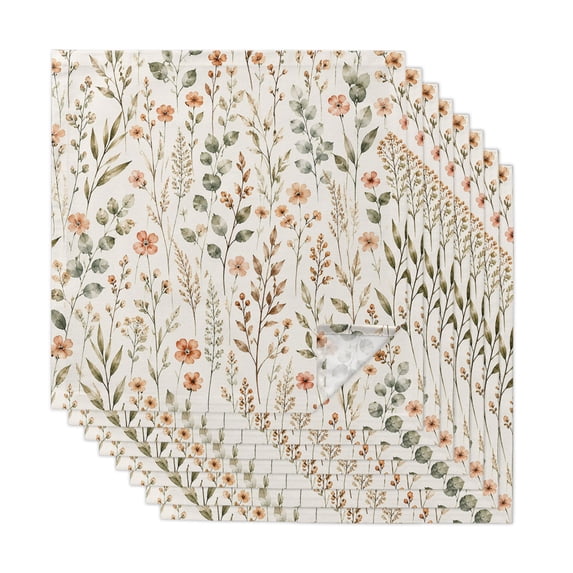 Orange Red Floral Cloth Napkins, Fall Farmhouse Country Leaf Wild ...