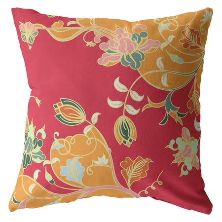 Orange Red Garden Indoor Outdoor Throw Pillow