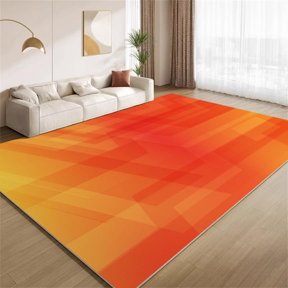 Orange Red Geometric Area Rugs Minimalist Gradient Art Rugs Soft Non Slip Washable Non Shedding Indoor Carpet for Living Room Bedroom Home Entrance Foyer Decor 5x8ft