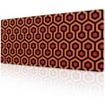 thumbnail image 1 of Orange Red Geometric Gaming Mouse Pad Desk Mat XL 31.5×11.8 in Vintage 80s Abstract Geometry Extended Mousepad 30X80cm with Non-Slip Rubber Base Stitched Edge Large for Gamer Office Home, 1 of 6