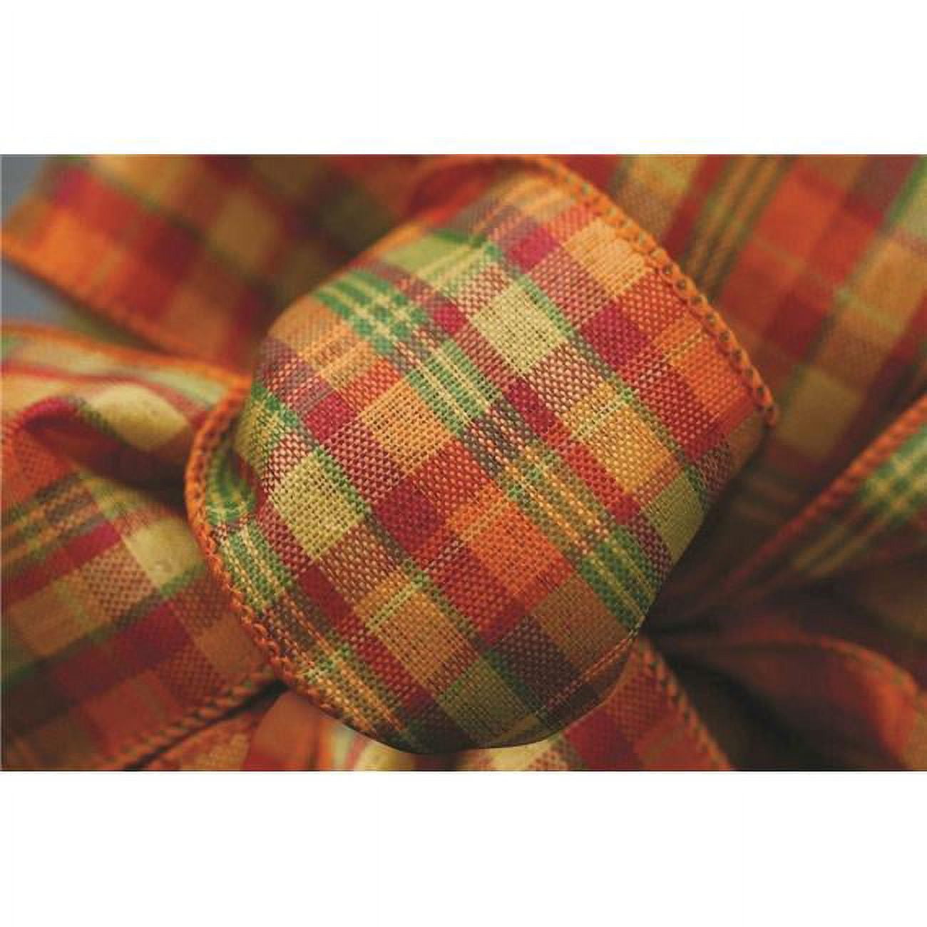 Orange, Red, Green, Yellow Plaid Wired Ribbon