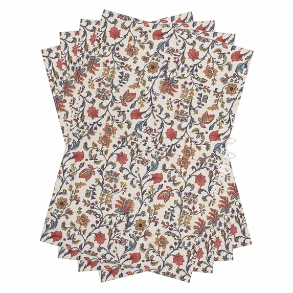 Orange Red Leaf Kitchen Towels Set of 4, Water Absorbent Dish Towel, Vintage Farmhouse Boho Pastoral Tribal Decorative Hand Towels - Quick Drying Cloth for Cooking Baking, 18x28 Inch