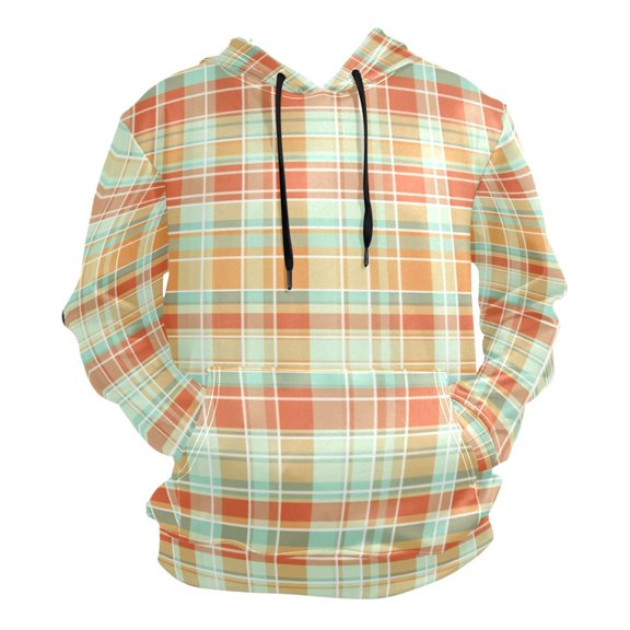 Orange Red Lines Grid Men’s Hoodies Sweatshirt Fleece Jackets Long Sleeve Sweatshirts