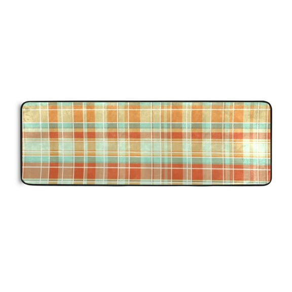 Orange Red Lines Grid Runner Rug for Hallways Kitchen Non Slip 2'x 6' Washable Hall Carpet for Bedroom Entryway Laundry Room