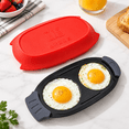Orange Red Microwave Egg Cooker For 2 Eggs, Nonstick Quick Breakfast ...