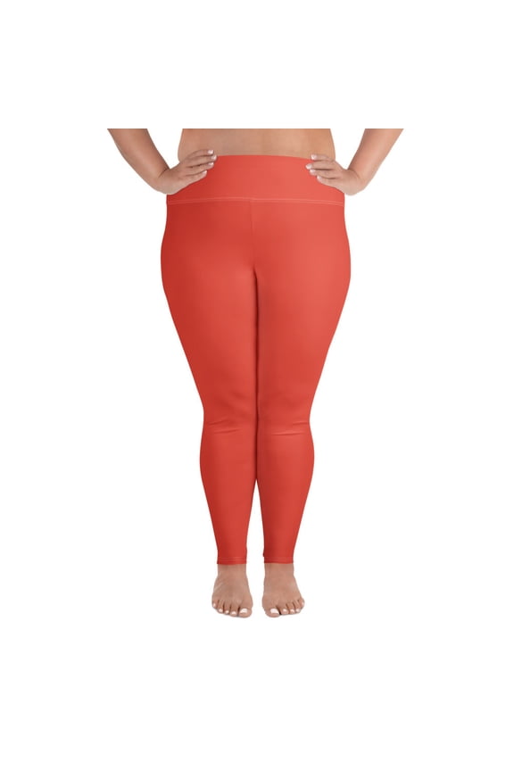 Orange Red, Orange Plus Size Leggings, Orange Leggings for Plus Size, Big Size Orange Leggings, Orange Leggings for Big Women