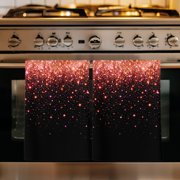 Orange Red Sparkles Kitchen Towels Set of 1, Black Gradient Glitter Modern Simple Absorbent Dish Towels for Kitchen, Microfiber Hand Towel, Quick Drying Tea Towel for Cleaning Decorative Dishcloths