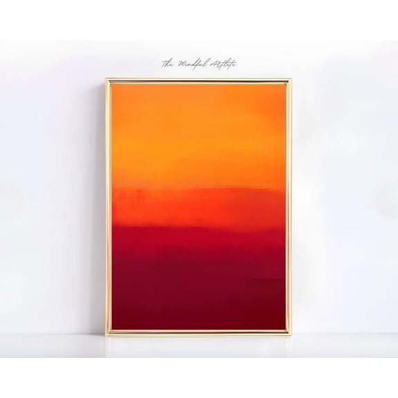 Orange Red Yellow Gradient Rothko Style Contemporary Wall Art, Stretched Canvas Size 8x12