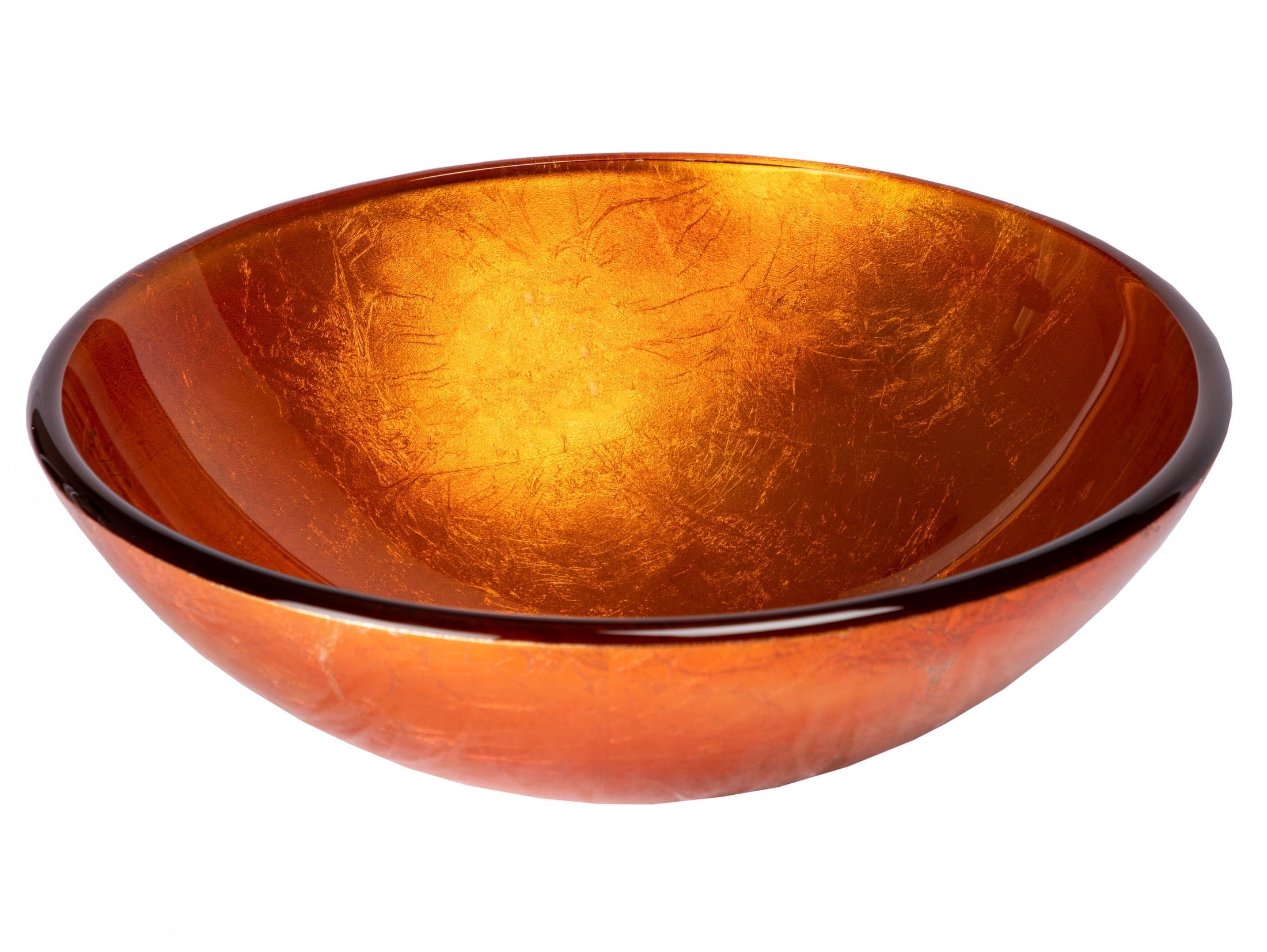 Eden 16.5'' Orange Tempered Glass Circular Vessel Sink