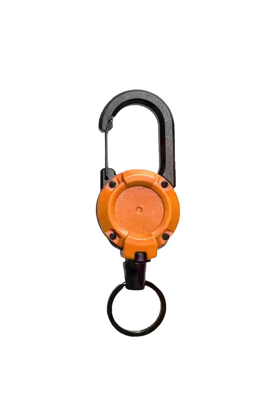Orange Retractable Fishing Lanyard with Carabiner Clip - Anti-Lost Gear for Backpacks, Keys, ID Cards