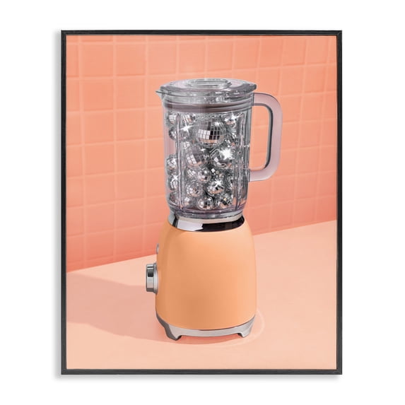 Orange Retro Disco Blender Black Framed Giclee Art, design by LISH Creative