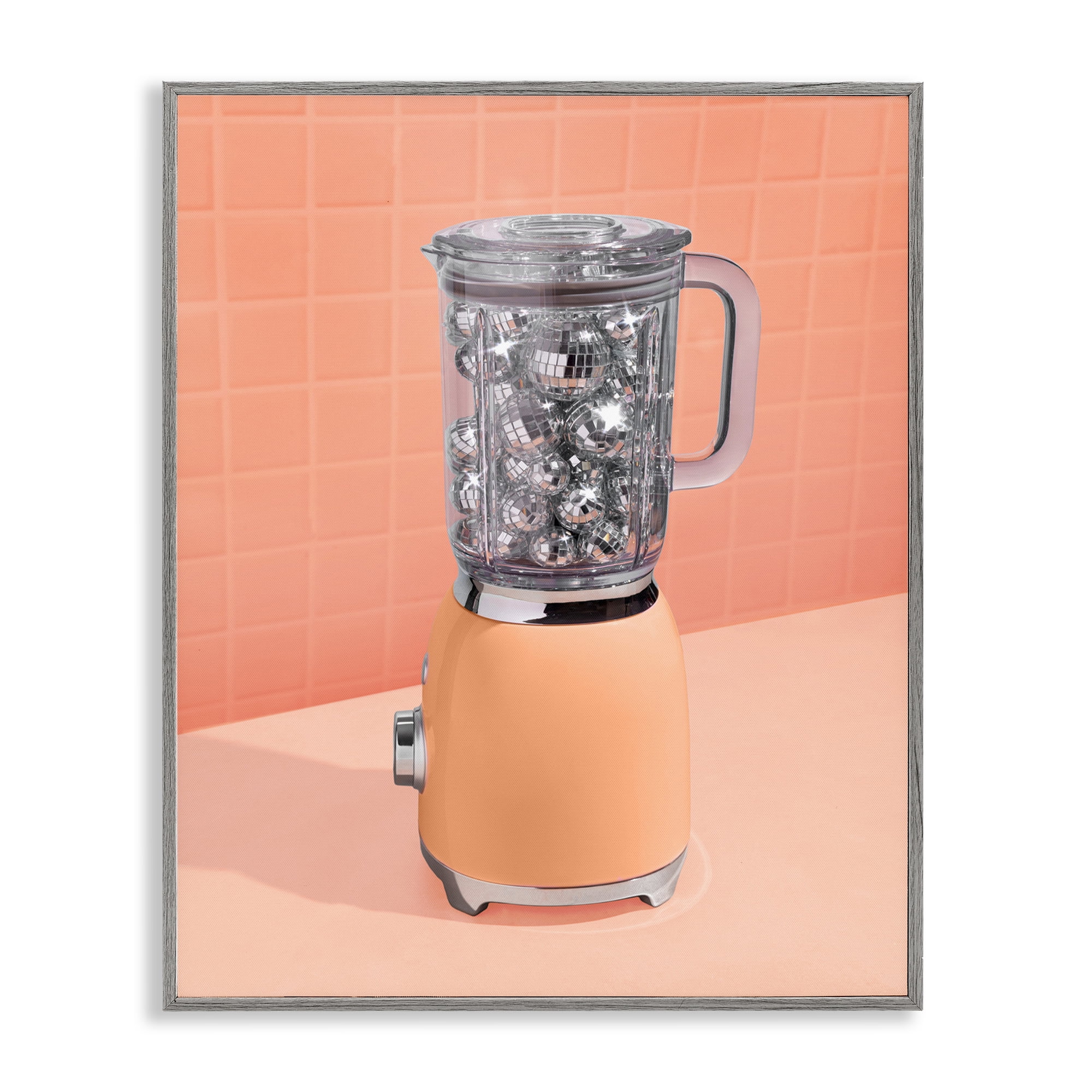 Orange Retro Disco Blender Gray Framed Giclee Art, design by LISH Creative