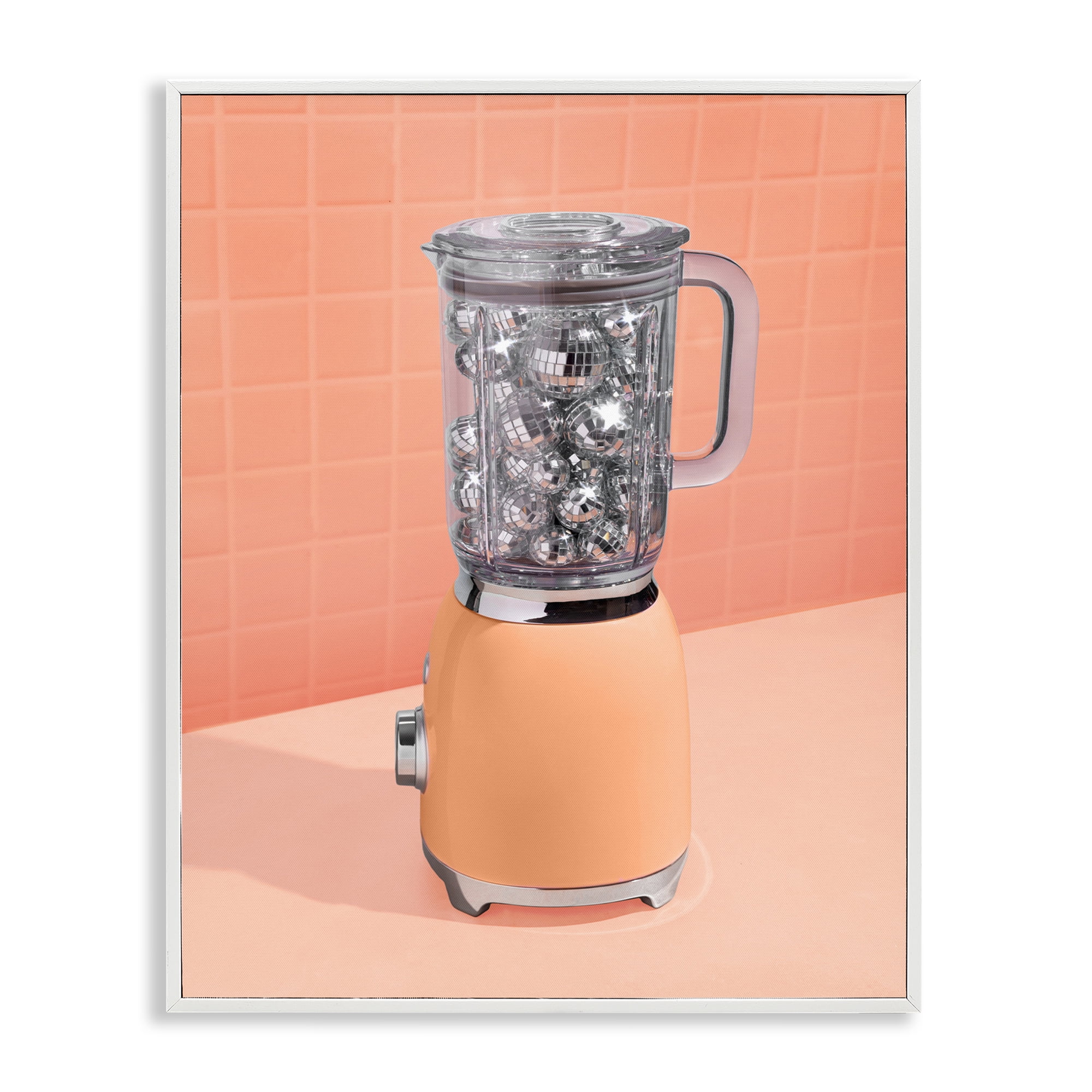 Orange Retro Disco Blender White Framed Giclee Art, design by LISH Creative