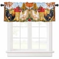 thumbnail image 1 of Orange Retro Rooster Valances for Windows Farmhouse Kitchen Curtains Valances Rod Pocket Valance Curtains for Kitchen Windows Pastoral Animals Spring Floral Window Valances for Bathroom 60"x18", 1 of 6