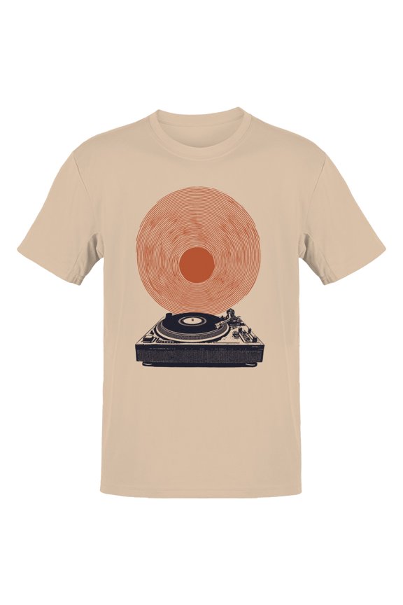 Orange Retro Turntable Men's Natural T-shirt
