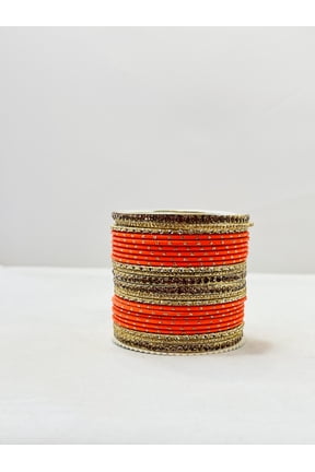 Orange & Rhinestone Bangles