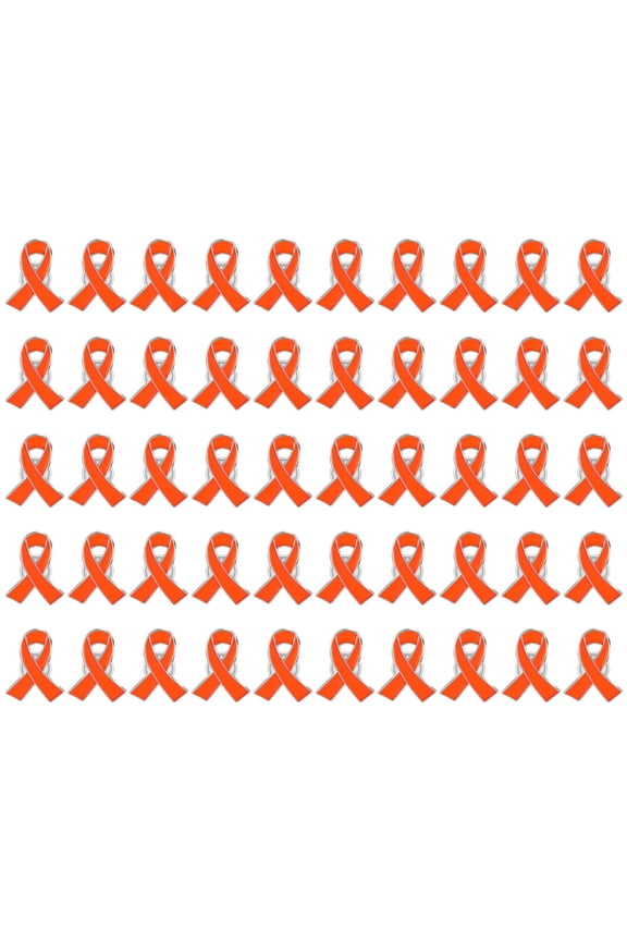 Orange Ribbon Brooch For Cancer Awareness Fashion Jewelry Pin For Women Clothing Bags Hats Decoration Accessory Support Cause Ribbon Pin 50PCS