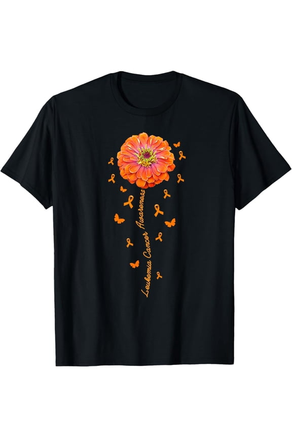 Orange Ribbon Flower Leukemia Awareness Blood Cancer - Women T-Shirt, F608