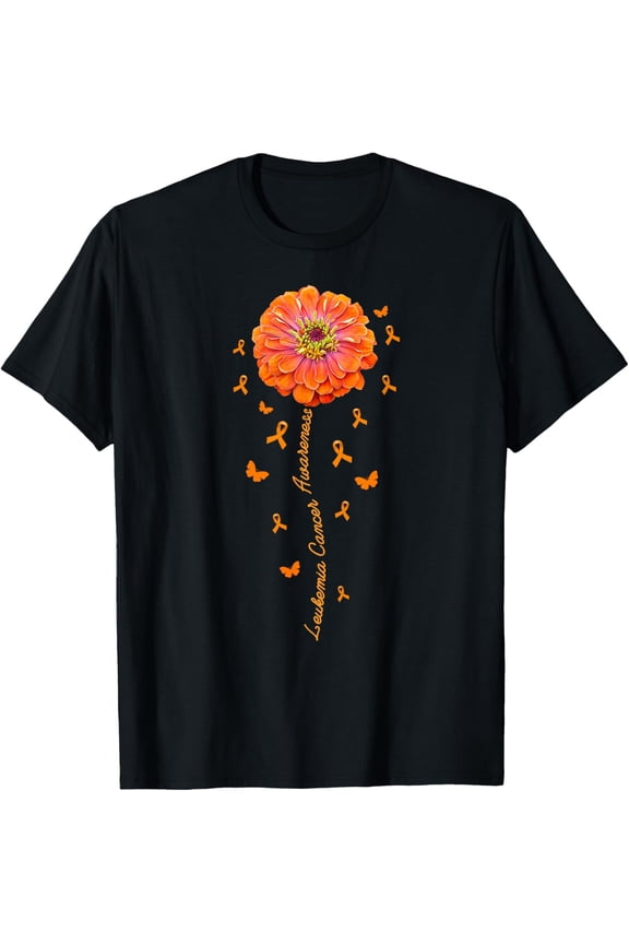 Orange Ribbon Flower Leukemia Awareness Blood Cancer - Women T-Shirt