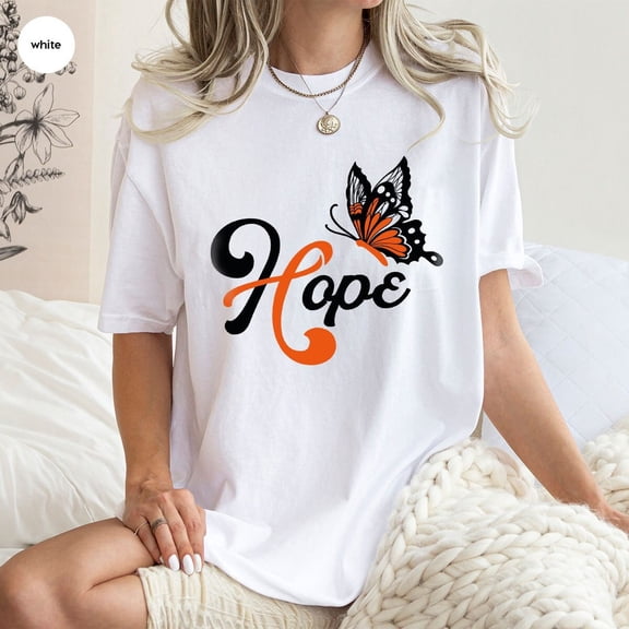 Orange Ribbon Shirt, ney Cancer Hope Shirt, ney Awareness Tee, ney Fighter Tshirt, Butterfly ney Cancer , Hope Ribbon Shirt All Size S-5Xl