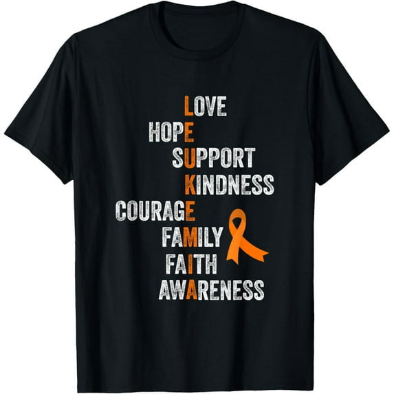 Orange Ribbon Sign Retro Vintage Aml Leukemia Awareness T-Shirt mens t shirt，black，women，funny，misfits，men，journey