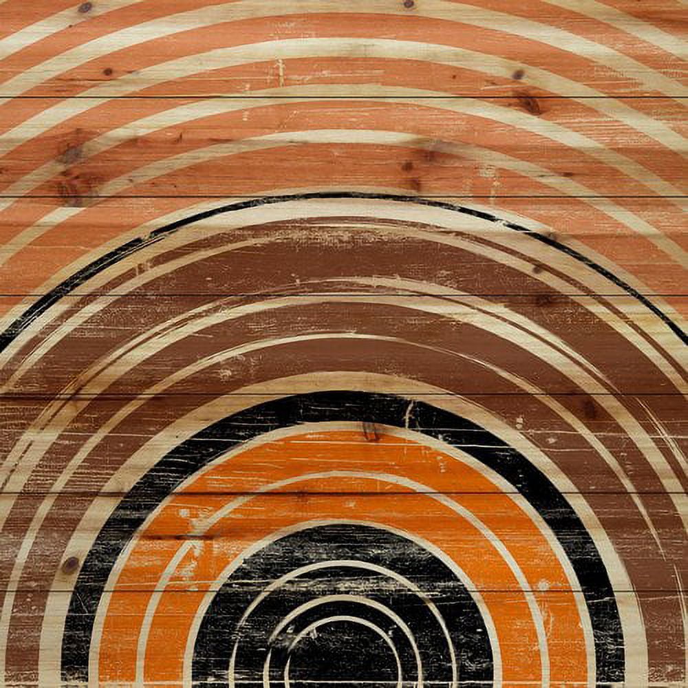 "Orange Rings" Painting Print on Natural Pine Wood