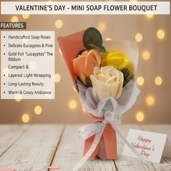 Orange Rose Bouquet, Artificial Scented Rose Flowers for Valentine's Day, Forever Flowers Bouquet, Festive Wedding Party Gift for Girlfriend, Wife, Mom 9.84In (1Pcs)