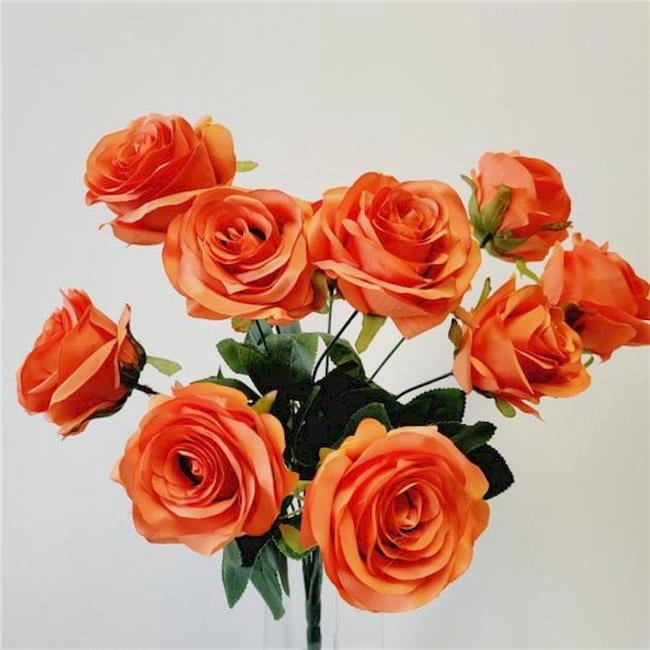 Fake Orange Roses Orange Rose Bush Artificial Flowers - Walmart.com