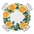 thumbnail image 1 of Orange Rose Wreath Elastic Fitted Round Table Cover Watercolor Flower Waterproof Outdoor Tablecloth for Holiday Party, Picnic, Patio & Dining Fits Tables Up to 55"-60", 1 of 8