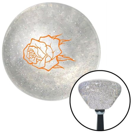 Orange Rose with no Stem Clear Retro Metal Flake Shift Knob with M16 x 1.5 Insert
