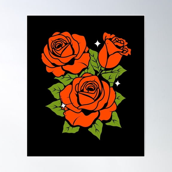 Orange Roses Poster Wall Art, Modern Wall Decor For Living Room Bedroom, 12x18 UNFRAMED