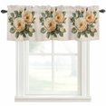 thumbnail image 1 of Orange Roses Window Valance Curtain Retro Linen Background Rod Pocket Short Curtain for Living Room, Bedroom & Kitchen Window Decor 42x12in, 1 of 8