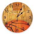 thumbnail image 1 of Orange Round Basketball Graffiti Sport Round Wall Clock Hanging Silent Time Clock Home Interior Bedroom Living Room Office Decor（12 Inch）, 1 of 6