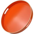 thumbnail image 1 of Orange Round Decorative Tray with Handles, 13" Versatile Serving Tray for Coffee Table, Ottoman, Ideal for Serving, Displaying, Organizing, 1 of 5