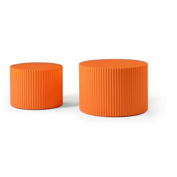 Orange Round Nesting Tables / In Living Areas / High - Quality MDF Material