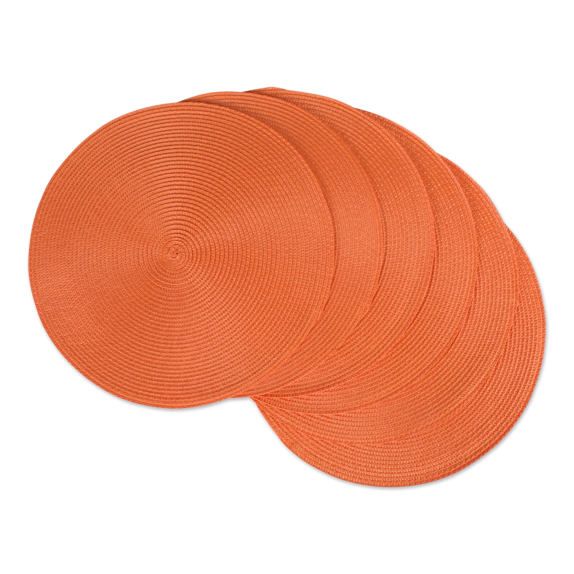 Orange Round Braided Polypropylene Placemats Set of 6
