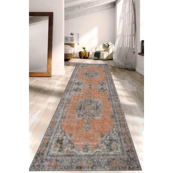 Orange Rug, Faded Rugs, Muted Rugs, Boho Rugs, Turkish Rug, Office Rug, Entry Rug, Wedding Rug, Corridor Rug, Runner Rug, Dining Room Rug, 3.9'x5.9' - 120x180 cm