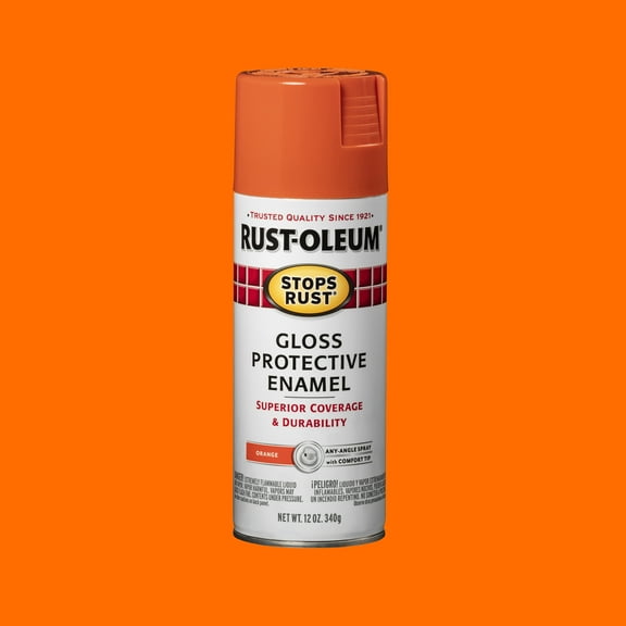 Orange, Rust-Oleum Stops Rust Gloss Protective Enamel Spray Paint, 12 oz