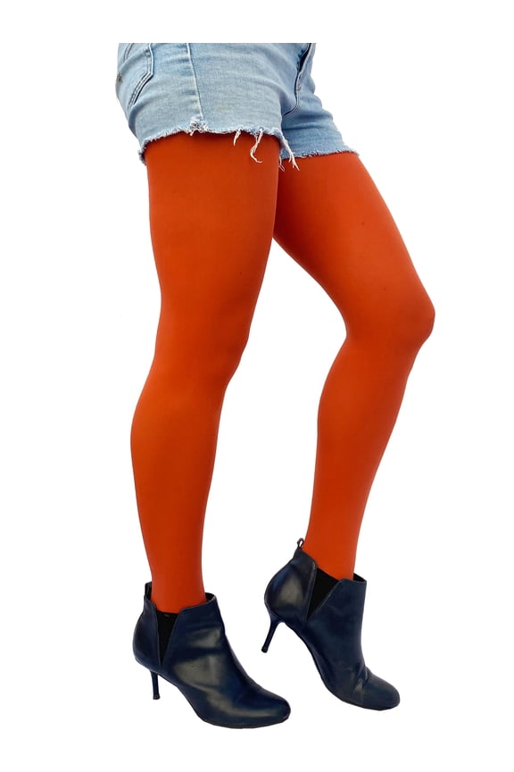 Orange Rust Opaque Tights Plus Size for Women - from XL to 5XL