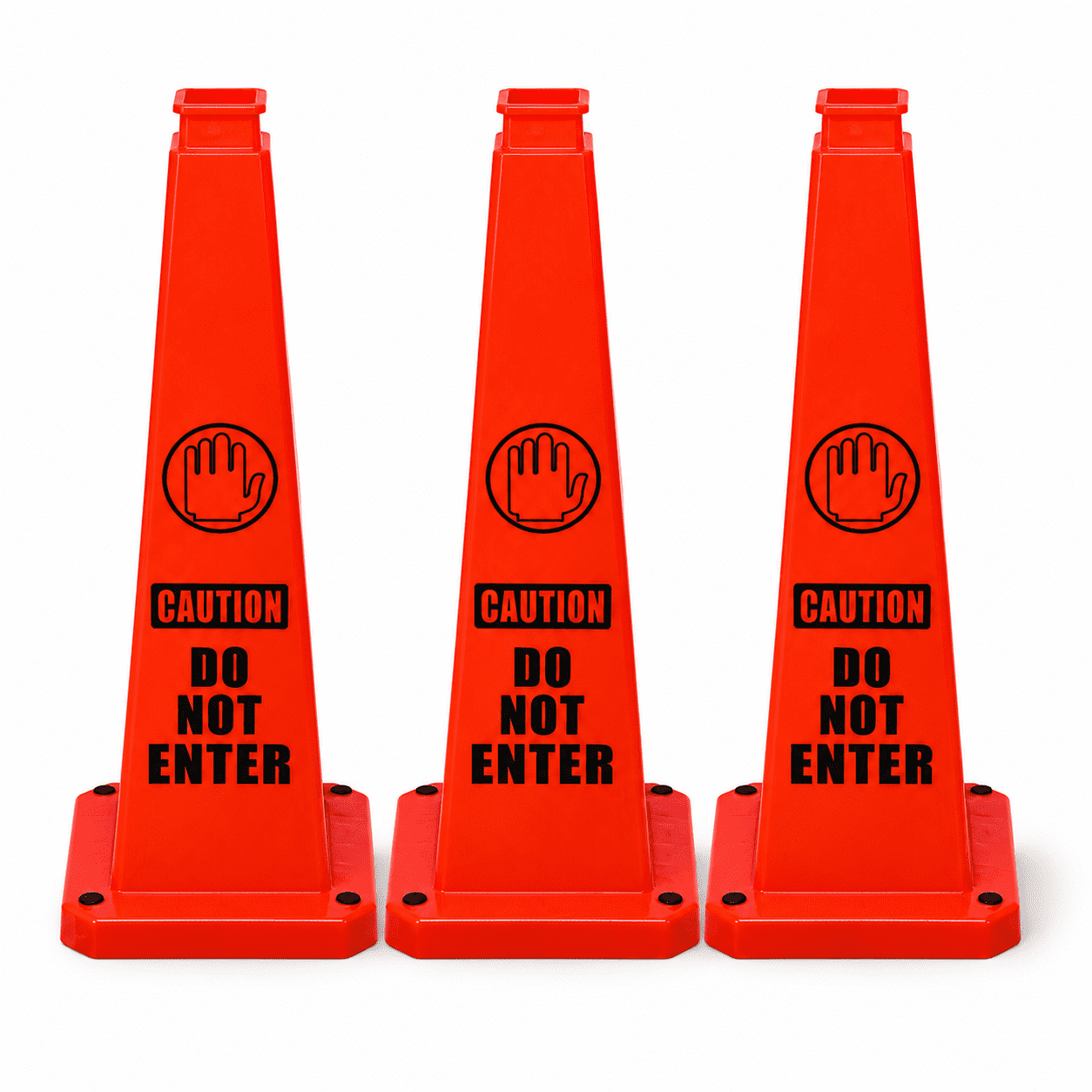 Orange Safety Cones 28Inch Caution DO NOT Enter, Four-Sided Warning ...