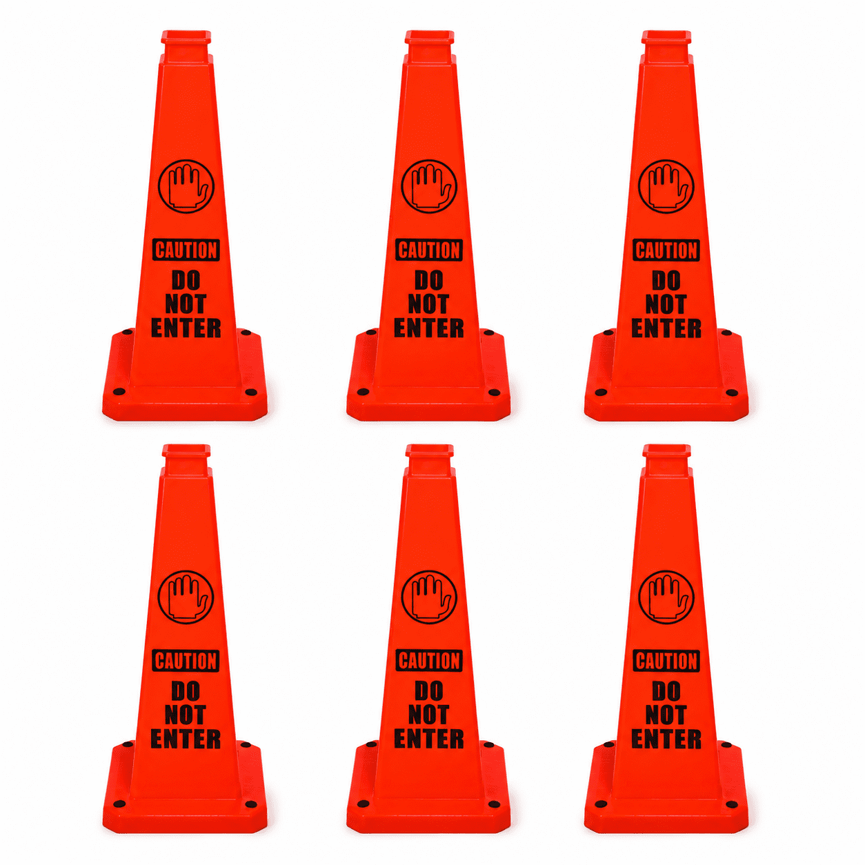 Orange Safety Cones 36Inch Caution DO NOT Enter, Four-Sided Warning ...